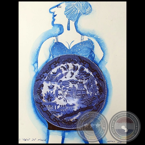 El traje de novia - Serie AZUL dibujo sobre papel de Ricardo Migliorisi - Ao: 2018